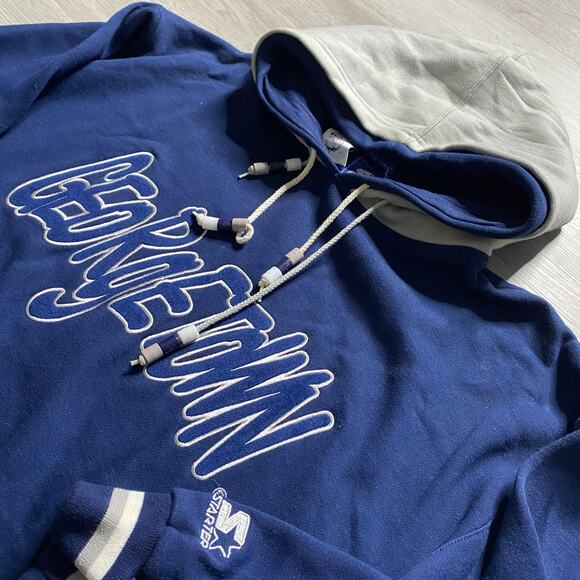 NWT Vintage Georgetown University Hoyas Starter Duo Hood Hoodie Sweatshirt Large - Picture 2 of 7